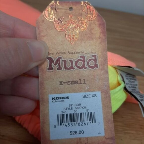 NWT Mudd XS Crochet Neon Orange Bikini Swimsuit Bathing Suit Separates TOP ONLY - Picture 6 of 9